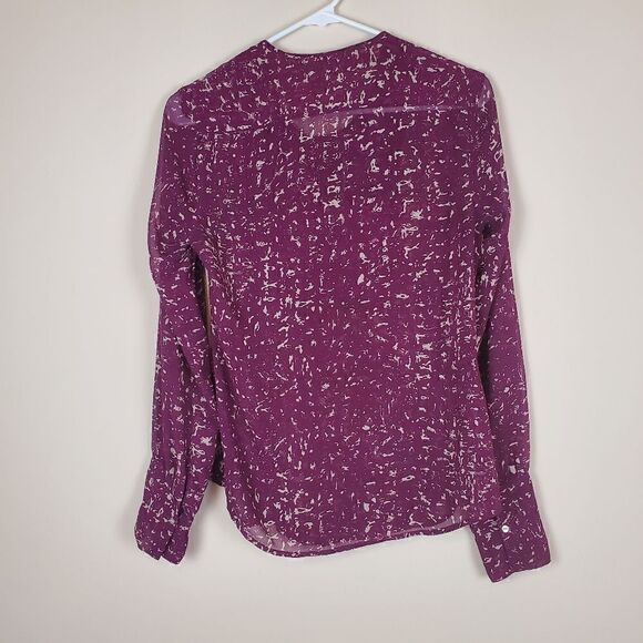 Converse Purple Printed Sheer Blouse Size Small - Picture 5 of 7